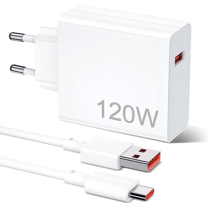 120W Chargeur Rapide Avec 6A Câble Usb TypeC 1M Pour Mi Turbo Charge,Chargeur Rapide Pour