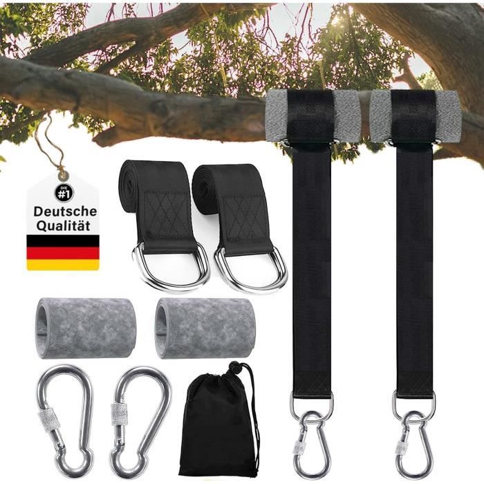 Sangle Hamac, Fixation De Balançoire, Sangle Balancoire Arbre, 2 Pièces 50cm X 5cm, Avec 2 Coussins De Protection Pour Arbre, 2 Mousquetons,pour Balancoire Jardin Hamac Ou Siège Suspendu, Max 450KG