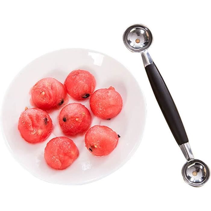 2 Cuillères à Boule Melon Inox 18cm - Double Face - Pour Fruits, Glace, Boulettes - Lavage Lave-vaisselle - Cadeau Cuisine