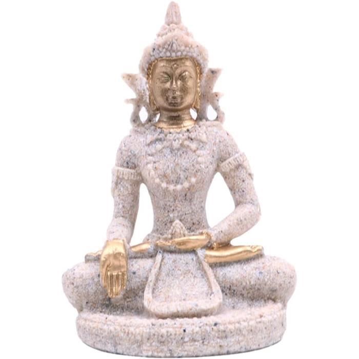 Statue Bouddha Ganesh En Grès - Sculpture Faite Main, Décoration Spirituelle, 10x9x13 Cm