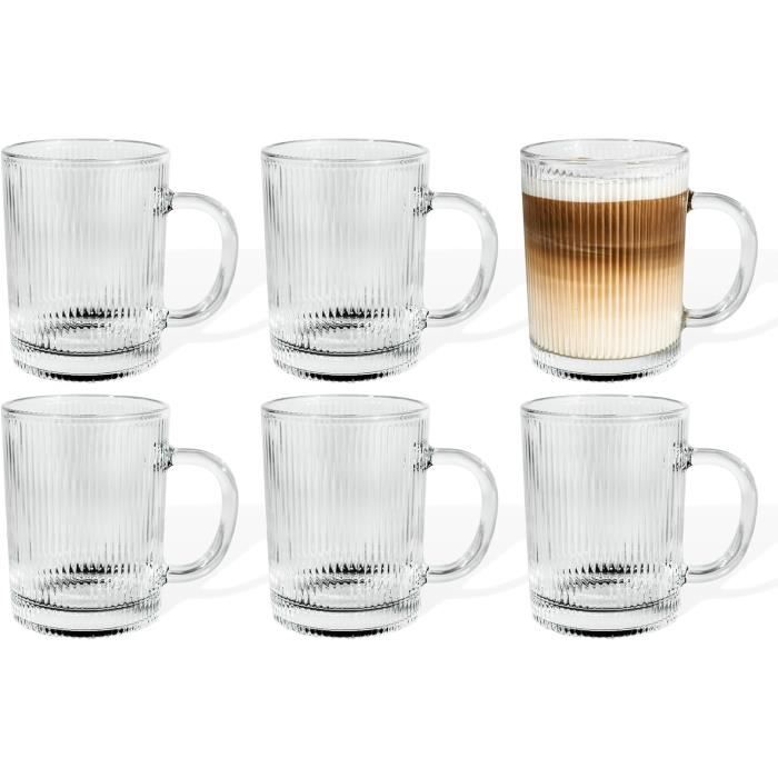 Lot De 6 Tasses à Café Vintage En Verre Et Métal Doré