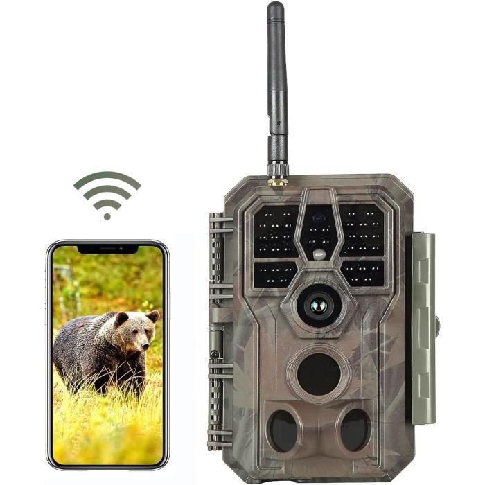 MAXDONE Caméra de Chasse Solaire Wi-FI - 48MP Camera de Chasse Connectée Telephone avec 5200mAh Batterie Rechargeable Camera Infrarouge Vision
