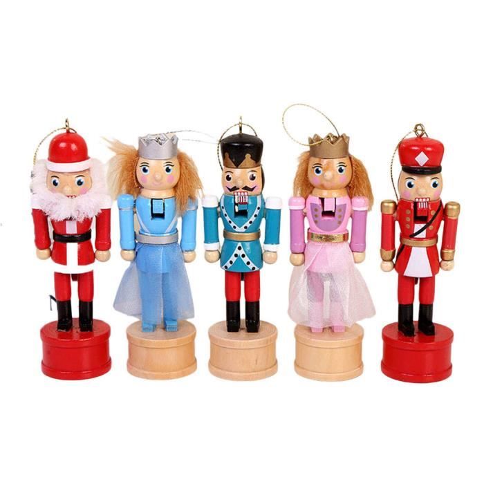 Lot 5 Soldats Casse-Noisette Rose 13 Cm – Ornements Noël Bois, Déco Sapin Mignonne Et Festive