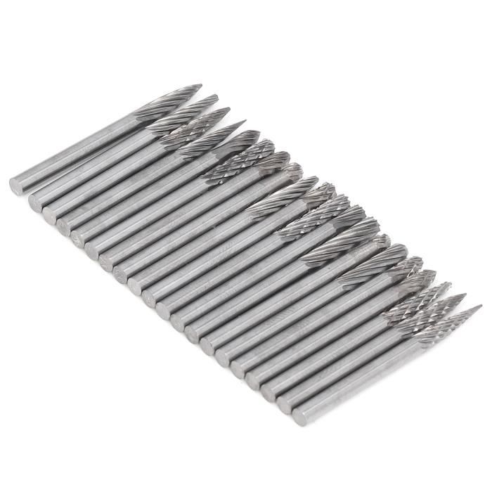 Bestgle Lot De 20 Fraises Rotatives HSS De 3 Mm Pour Outils Rotatifs Pour Le Travail Du Bois, La Sculpture, La Gravure, Le Perçage, 20 Tailles