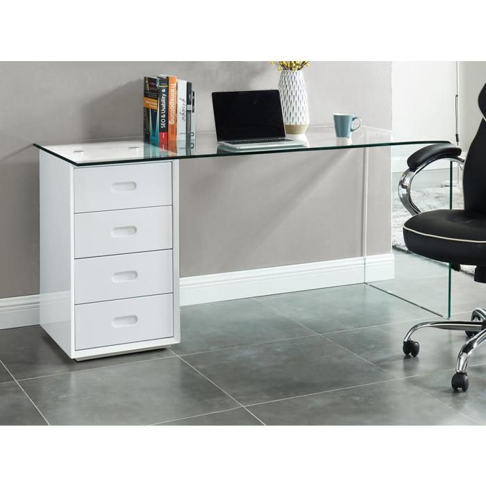 Bureau Muriel Avec Rangements 4 Tiroirs Verre Trempe Mdf Achat Vente Bureau Bureau Muriel Avec Rangements Soldes Sur Cdiscount Des Le 20 Janvier Cdiscount