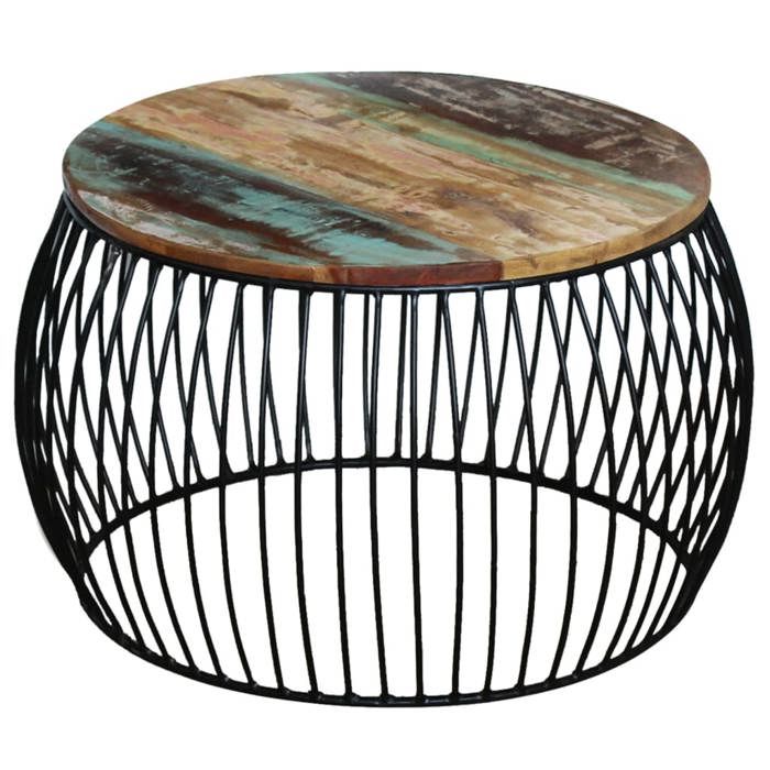vidaXL Table basse ronde 68x37 cm Bois de récupération massif 243300