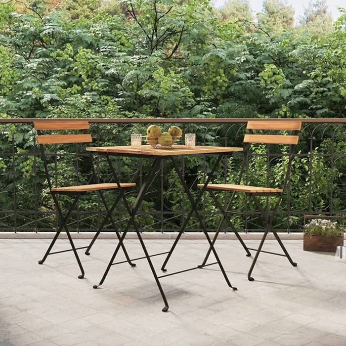 vidaXL Ensemble de bistro pliable 3 pièces Teck et acier