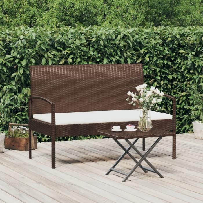 vidaXL Banc de jardin 105 cm Résine tressée - vue 3
