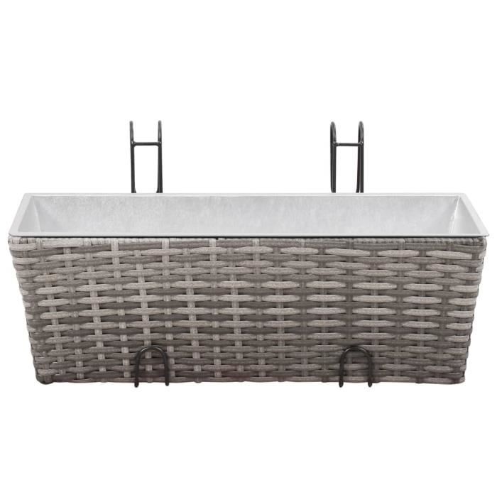 HUA - Pots | cache-pots - Lits surélevés de balcon 2 pcs 50 cm Gris ...