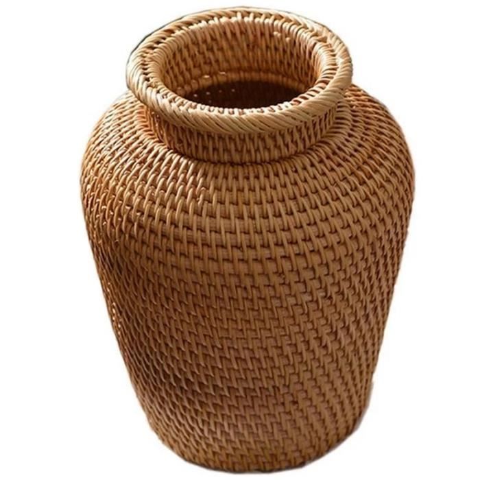 VASE,violetPanier De Rangement En Osier Et Rotin, Pot De Fleurs
