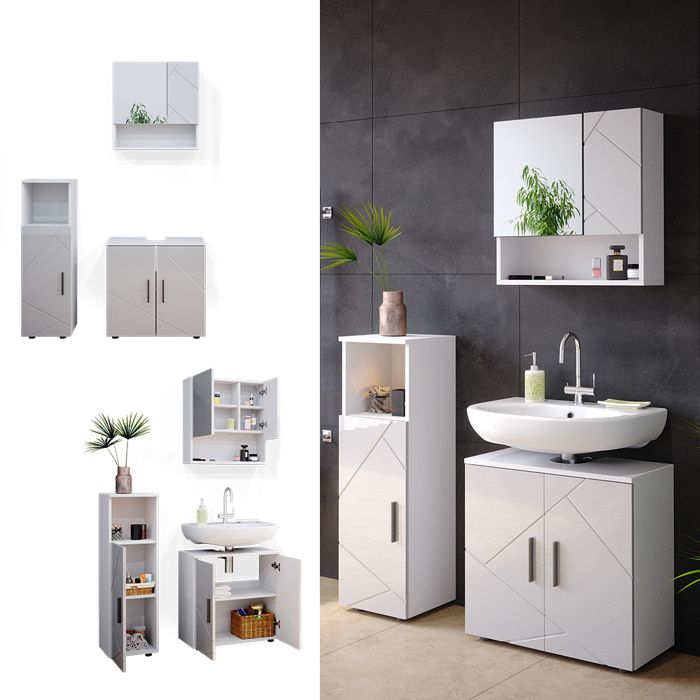 Ensemble Meuble Salle De Bain Vicco Irma – Meuble Sous-vasque + étagère Miroir, Anthracite