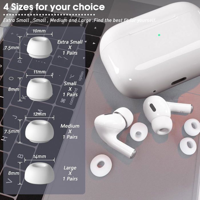 Embouts Mousse AirPods Pro 2 – Rechange Blanc – Avec Boîte De Rangement