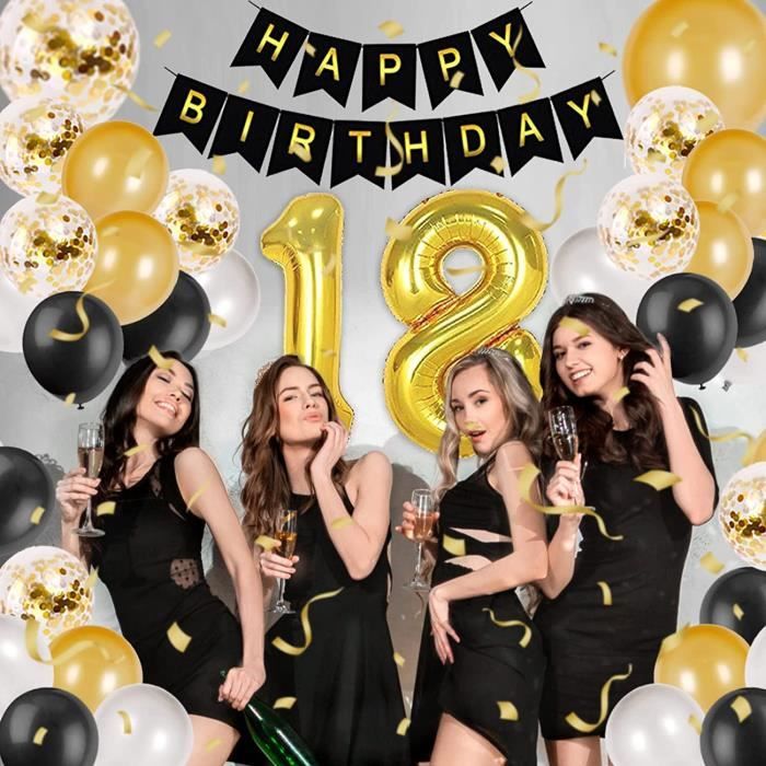 Decoration Anniversaire 18 Ans Noir Or Deco Anniversaire 18 Ans