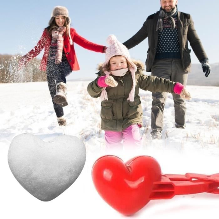 Abaodam Pince à Boules de Neige en Plastique Rouge Forme Cœur pour Garçon et Filles, Multi-usages Poignée Confortable, pour Jeux d'hiver en Extérieur