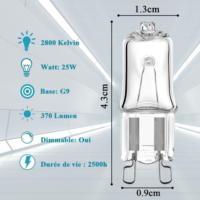 25 watts G9 lampe halogène pour four