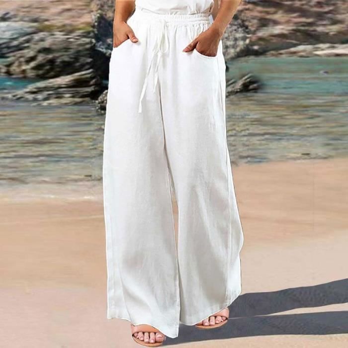 Pantalon lin grande taille femme hotsell
