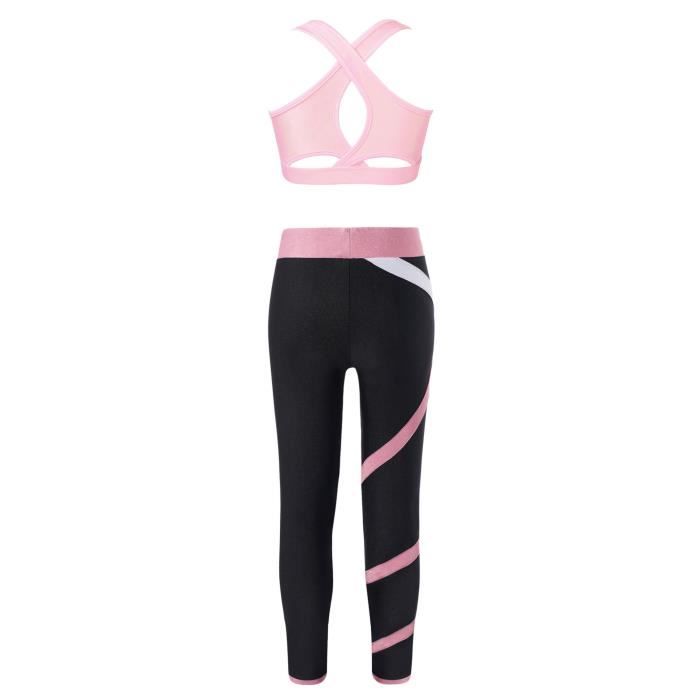 IEFIEL 2 Pcs Ensemble de Vetements Sport Enfant Fille Survetement Tenue Danse Legging Yoga Jogging Fitness Sportswear 5 14 Ans Rose Cdiscount Sport