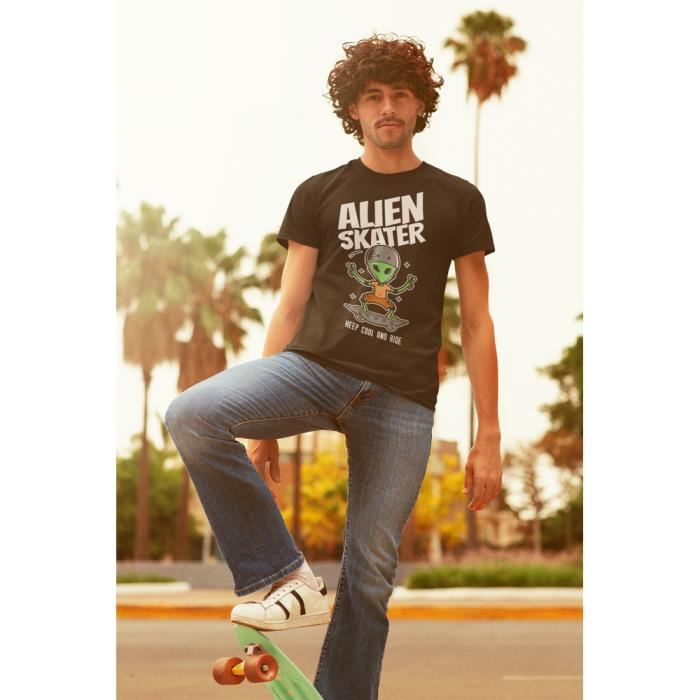 T-shirt ALIEN SKATER - Alien sur un skateboard - PIXEL EVOLUTION - Homme