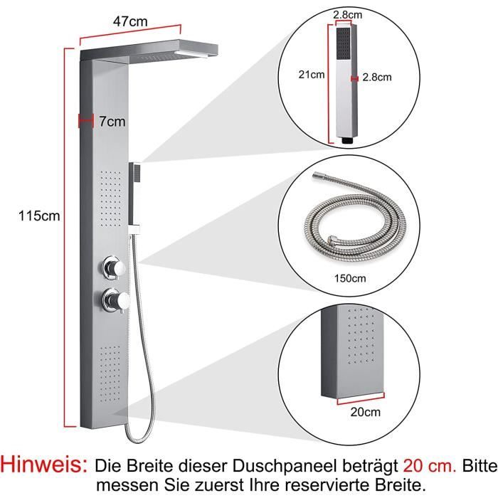 NAIZY Colonne De Douche Système De Douche 4 En 1 Multifonctionnelle En Acier Inoxydable 304 Avec Douche De Massage Douche Cascade Et Douche à Effet Pluie, Blanc