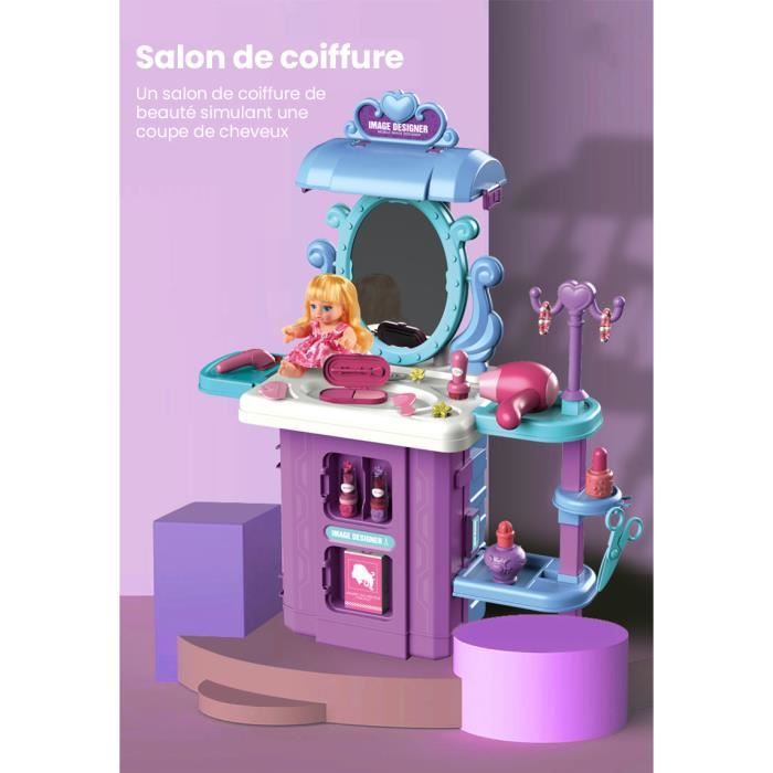 Coiffeuse enfant 3 en 1 Valise trolley de coiffure PIMPIMSKY