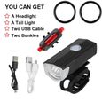 Couleur de la queue rouge Lampe de Vélo Rechargeable Par USB, Éclairage Avant et Arrière Pour VTT, Lampe Torc-2