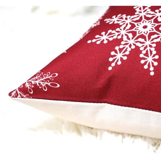Lot De 4 Taies D'oreiller Décoratives Noël - 18x18 Pouces, Rouge Et Blanc, 100% Polyester, Fermeture Zip, Neuf