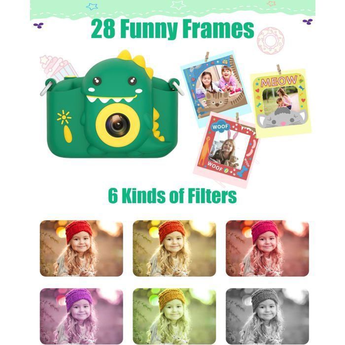Appareil Photo Instantané Pour Enfants - Imprime Des Photos En Noir Et Blanc, écran 2,4, 20MP