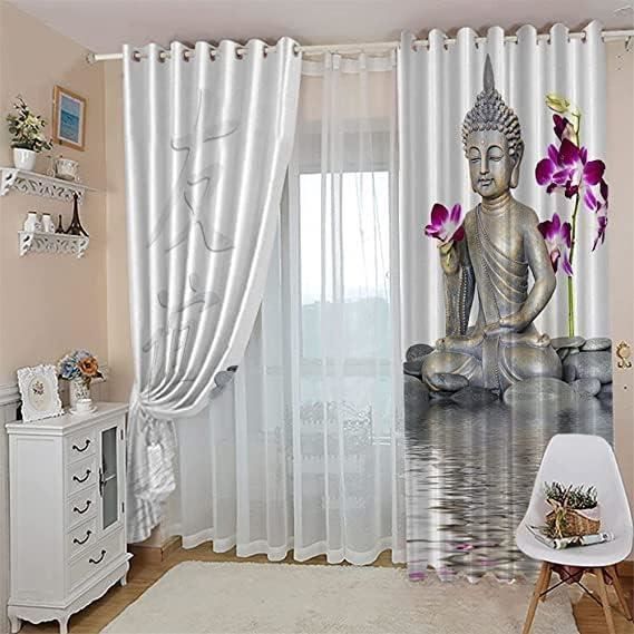 Rideau Occultant Thermiques - 3D Statue Abstraite De Bouddha Motif