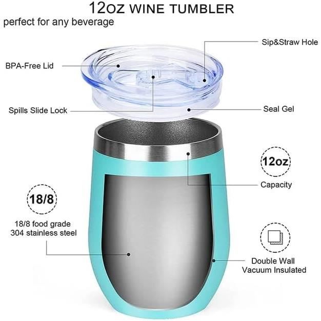 Buyer Star Lot De 2 Verres à Vin Sans Pied En Acier Inoxydable Doré - Idéal Camping, Voyage Et Cuisine