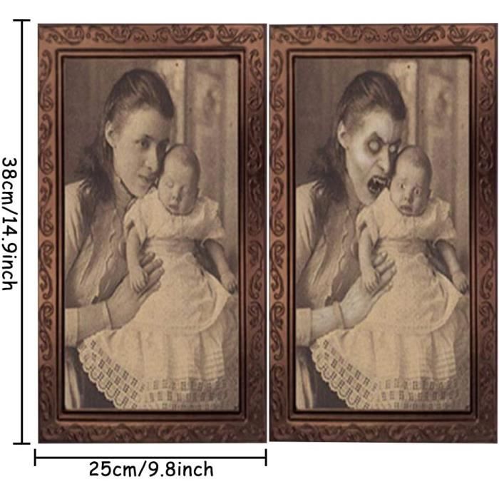 Lot De 5 Cadres Photo 3D Effrayants Halloween - Images Changeantes Lenticulaires - Décoration Murale Fantôme