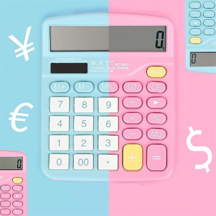 Calculatrice Mécanique Colorée Lilas - Clavier Rétro, Multifonction, Pour Bureau Et école