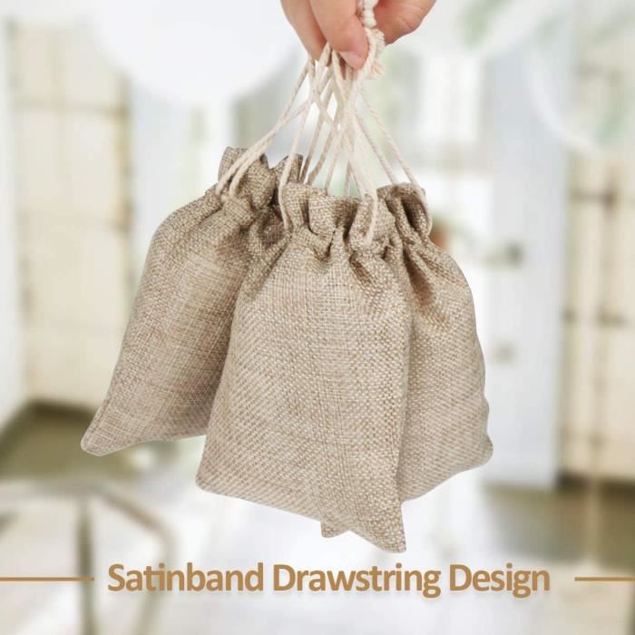 20 Pochons En Toile De Jute 15x20 Cm Avec Cordon - Sacs Réutilisables Pour Dragées, Bijoux, Rangement, Décoration Fête