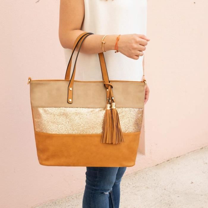Sacs Main Femme Sac Paillette Cabas Fourre tout Cuir Pu Souple