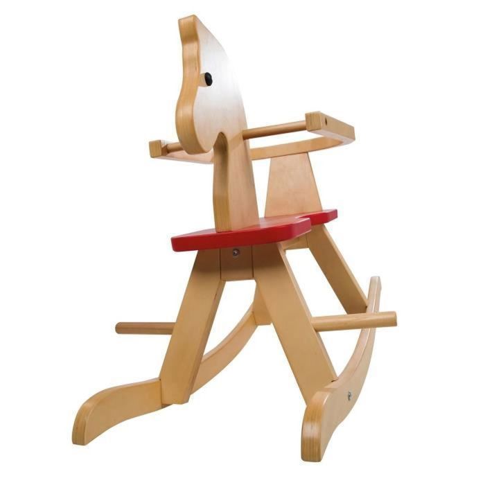 Cheval a Bascule Evolutif en Bois ROBA avec Anneau de Protection Amovible Naturel Rouge Cdiscount Jeux Jouets