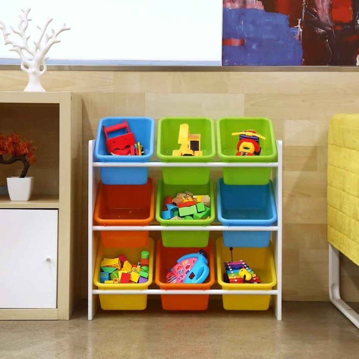 Meuble De Rangement Jouets Etagere De Jouets De 3 Etages Pour