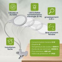 Lampe De Bureau à LED Velleman Avec Loupe 5 Dioptries - Bras Flexible 86 Cm - 48 LED