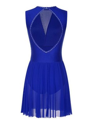 Justaucorps Danse Femme Frangé Strass - Tenue Latine, Jazz, Patinage, Asymétrique, Stretch