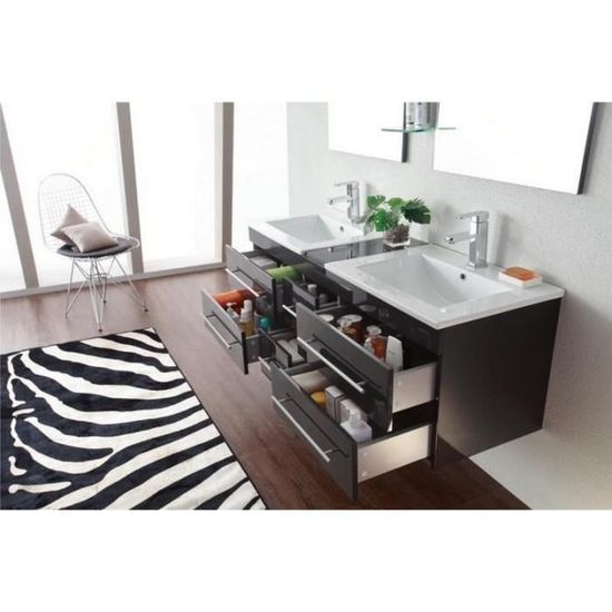 Meuble De Salle De Bain Double Vasque 140cm Sam Gris Achat