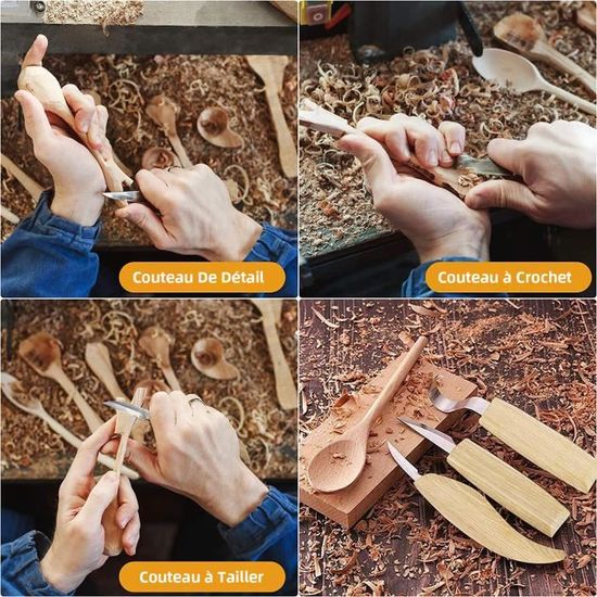 Lot De 2 Couteaux De Sculpture / Outils De Coupe Rotatifs 360° - Fait Main, Artisanat