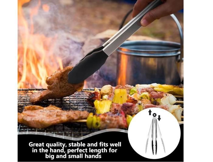Pince alimentaire en acier inoxydable, pince de cuisine antidérapante en Silicone et Nylon, outils pour salade de barbecue, accessoires de cuisine pour gril Pince alimentaire en acier inoxydable, pince de cuisine antidérapante en Silicone et Nylon, outils pour salade de barbecue, accessoires de cuisine pour gril