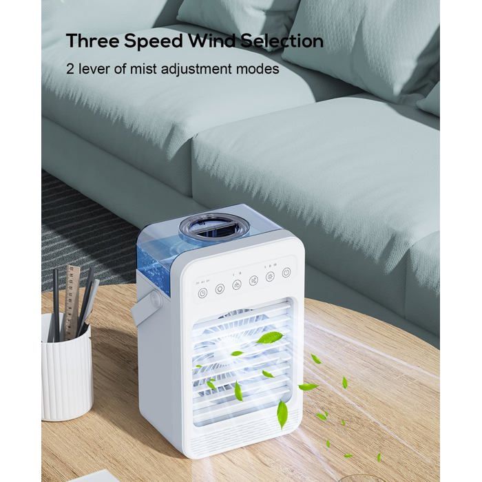 Climatiseur Portable, Refroidisseur D'Air Personnel Usb Double Pulvérisation Humidificateur