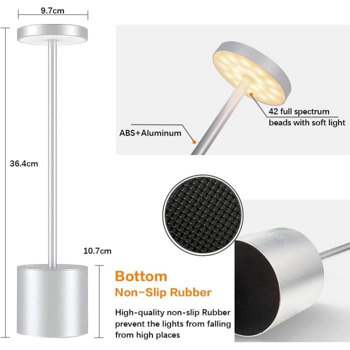 Lampes de table sans fil, lampe de bureau LED rechargeable Hapfish