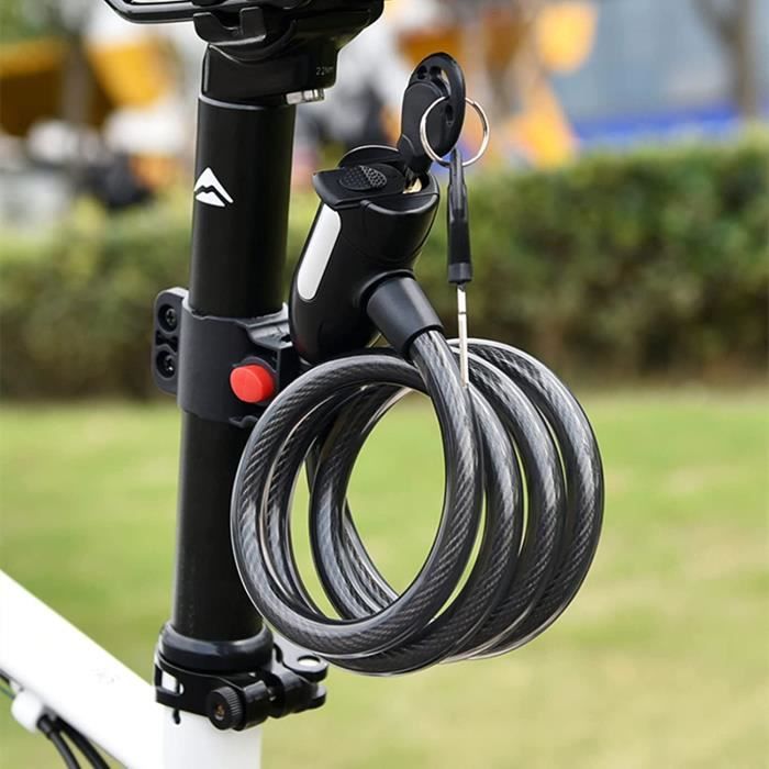 Vélo serrure batterie VTT fixe portable antivol fil chaîne serrure  équipement accessoires (Color : Black)[O1392] - Cdiscount Auto