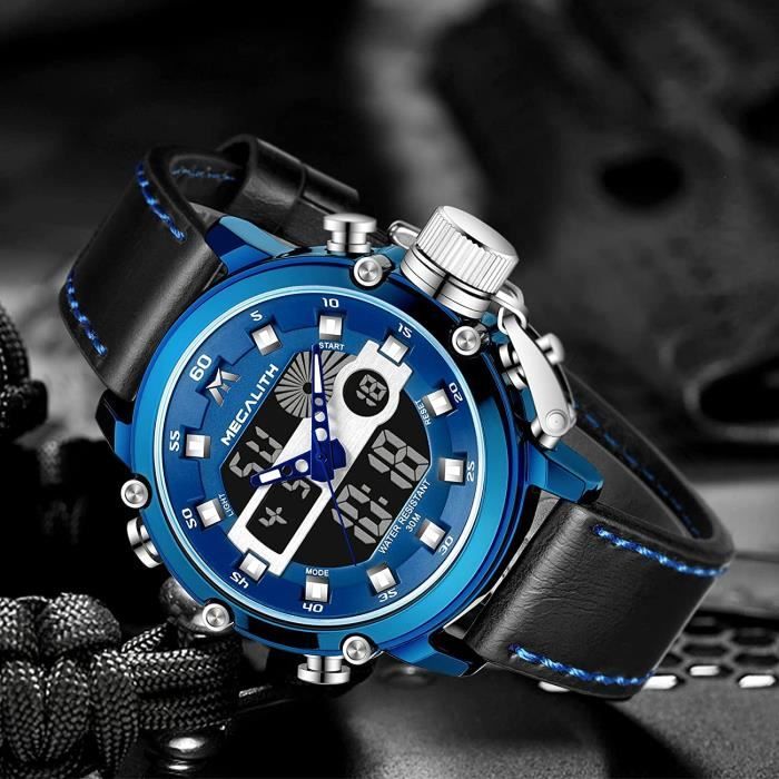 MEGALITH Montre Homme Digitale Militaire Montres Étanche Outdoor Sport LED  Grand Cadran Montre Bracelet Digital et Analogique [942] , - Achat/vente montre  Homme - Cdiscount