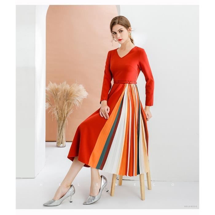 Tingfly piste pliss e Midi longue robe femmes r tro bureau travail
