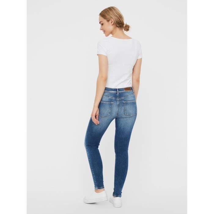 VERO MODA VMLUX Jeans Donna Slim Fit – Vita Media, Denim Blu Scuro – Jeans Attillati E Comodi