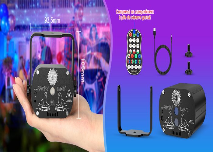 Lampe Disco 75 Effets Lumineux – Boule Disco, Stroboscope, Télécommande, Pour Fêtes, Clubs, 2 M Cable