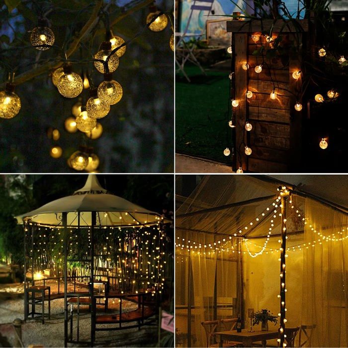 Guirlande Solaire Extérieure 8M 30 LED Blanc Chaud - 8 Modes, IP65 Étanche, Idéale Jardin, Mariage Et Balcon