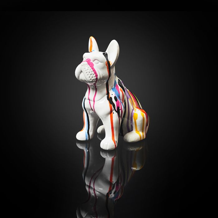 HOME DECO FACTORY - HD1316 - Statuette Bulldog Céramique Noir 20 Cm - Décoration Chic