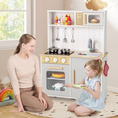 Cuisine En Bois Pour Enfant GS0070 – Avec Lumière, Son, Accessoires, Dès 3 Ans